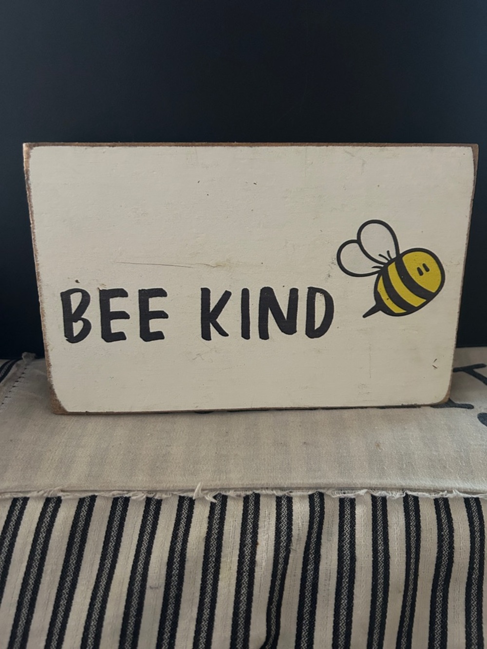 Rustic Bee Kind Wooden Block Sign - Farmhouse Tiered Tray Decor - Bumblebee Art